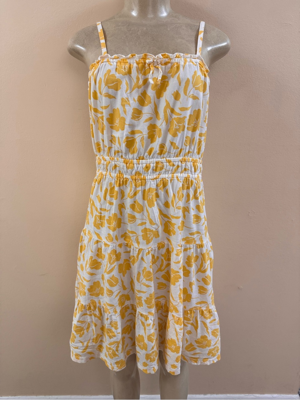 Old Navy Yellow and White Floral Tiered Sundress Girls 14-16 (Fits Women M)